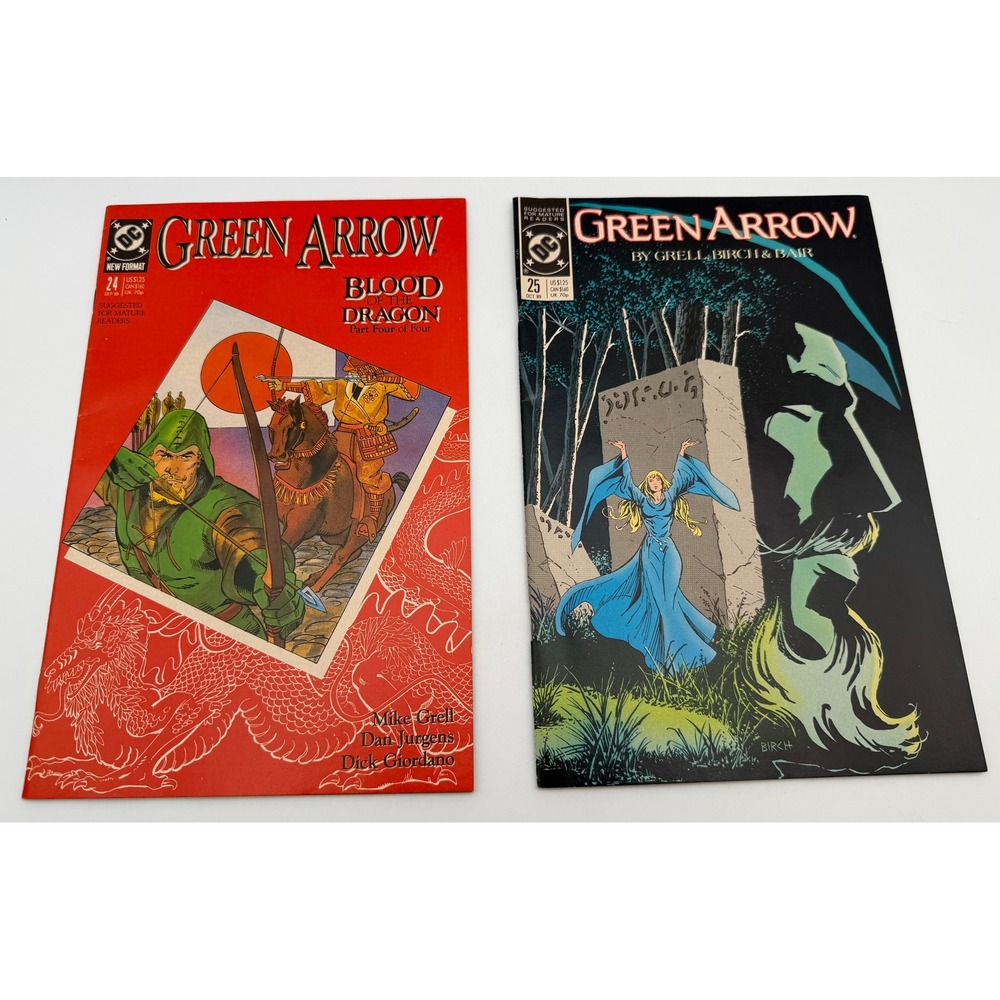 DC Comics Green Arrow 24 25 Blood of the Dragon Mike Grell 1989 Copper Age Lot